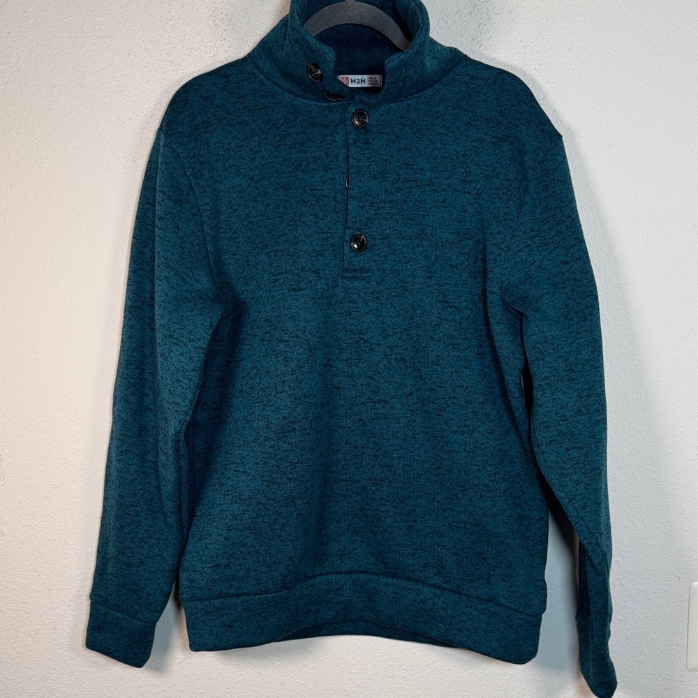 H2H Mens Casual Slim Fit button up Pullover Size Large